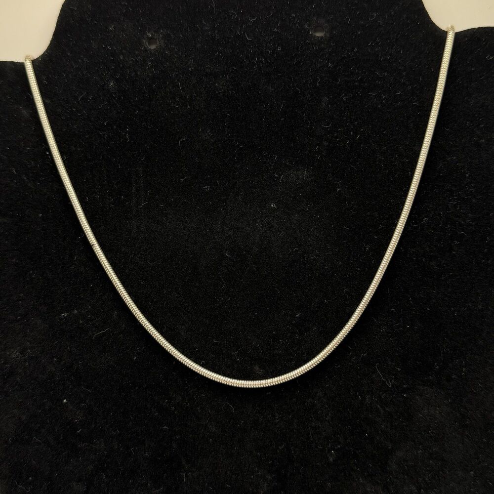 925 Sterling Silver Round Snake Chain Necklace 19" 8.5g Serpentine